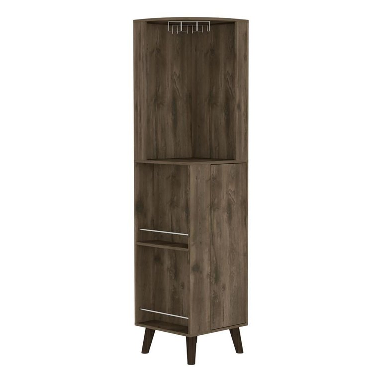 Plex Coner Bar Cabinet, Dark Brown Finish - Dark Brown