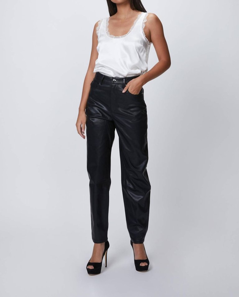 Dani Boyfriend Leather Pants In Black - Black