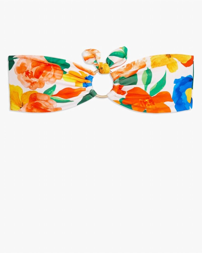 Ring Bandeau Bikini Top In Pearl Multi Abstract Floral