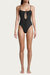 Ruched Cutout One Piece In Black - Black