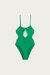 Ruched Cutout One Piece In Emerald