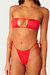 Ruched String Bikini Bottom In Ruby - Ruby