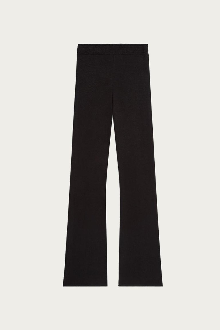 Smocked Flare Pants In Black