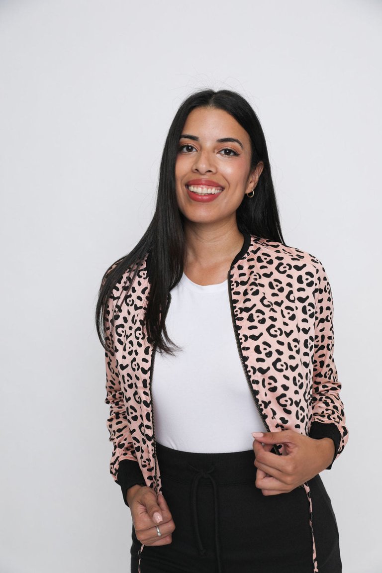 Leopard Bomber Jacket - Blush/Black