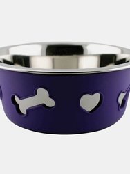 Weatherbeeta Non-slip Stainless Steel Bone Dog Bowl (Dark Purple) (8.3in)