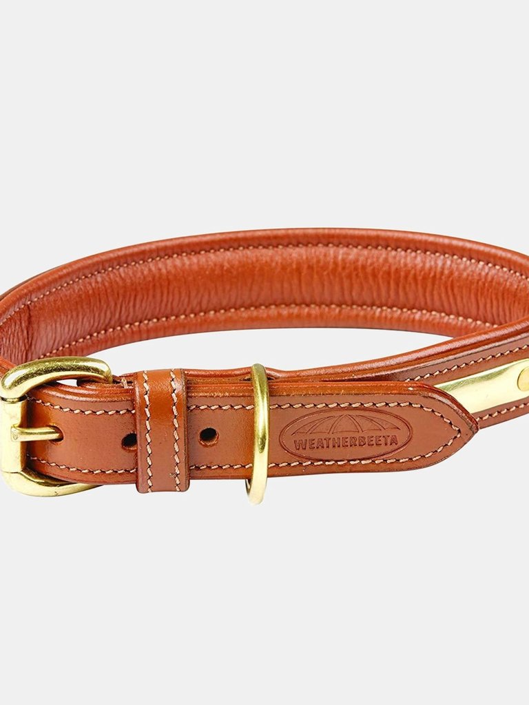 Weatherbeeta Padded Leather Dog Collar (Tan) (L) - Tan