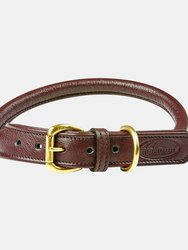 Weatherbeeta Rolled Leather Dog Collar (Brown) (S) - Brown