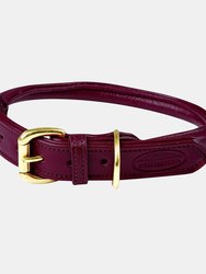 Weatherbeeta Rolled Leather Dog Collar (Maroon) (L)