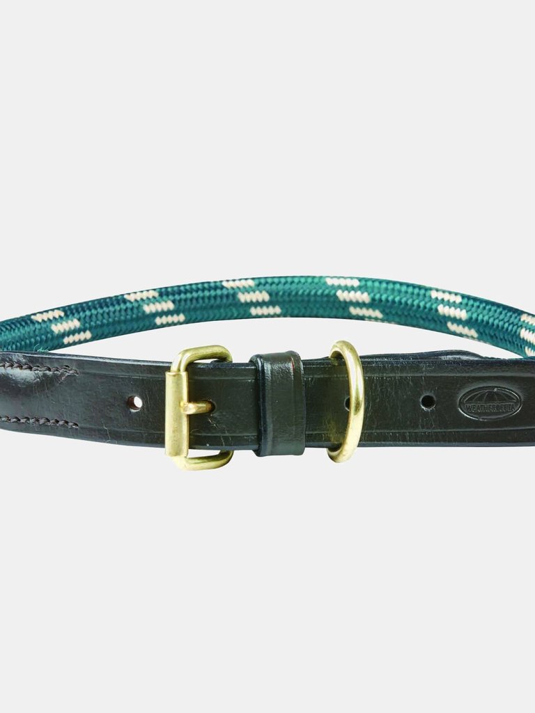 Weatherbeeta Rope Leather Dog Collar (Hunter Green/Brown) (L)