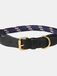 Weatherbeeta Rope Leather Dog Collar (Navy/Brown) (L)