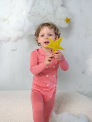 Kid's Blush Beauty Pink Double-Breasted Pajama Set - Blush Beauty Pink