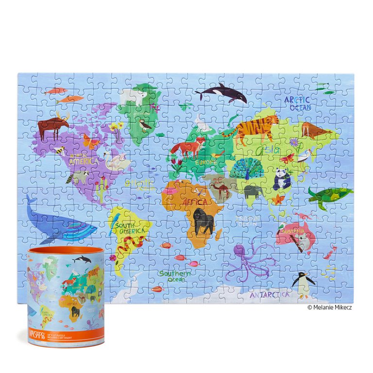 Animal World Map 250 Piece Kids Puzzle