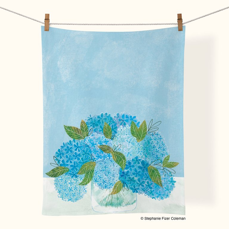 Blue Hydrangeas  | Cotton Tea Towel