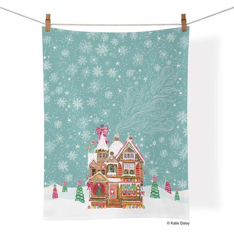 Gingerbread House 100% Cotton Tea Towel