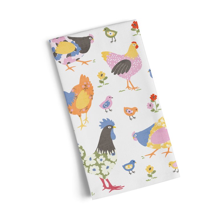 Hens & Chicks 100% Cotton Tea Towel