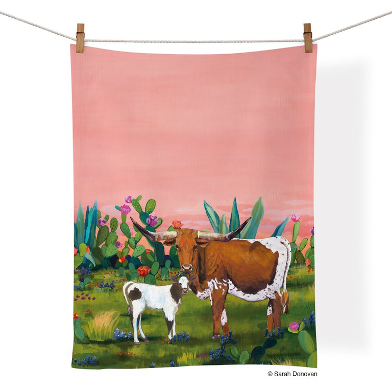 Longhorns 100% Cotton Tea Towel