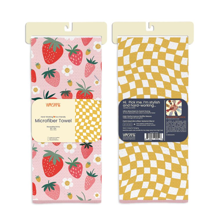 Strawberry Check Microfiber Kitchen Towel