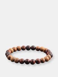 8mm Matte Onyx with Red Sandalwood Willow Wood Beaded Stretch Bracelet