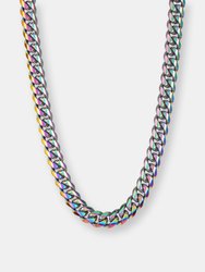 Crucible 12mm Stainless Steel Curb Necklace 24" - Rainbow