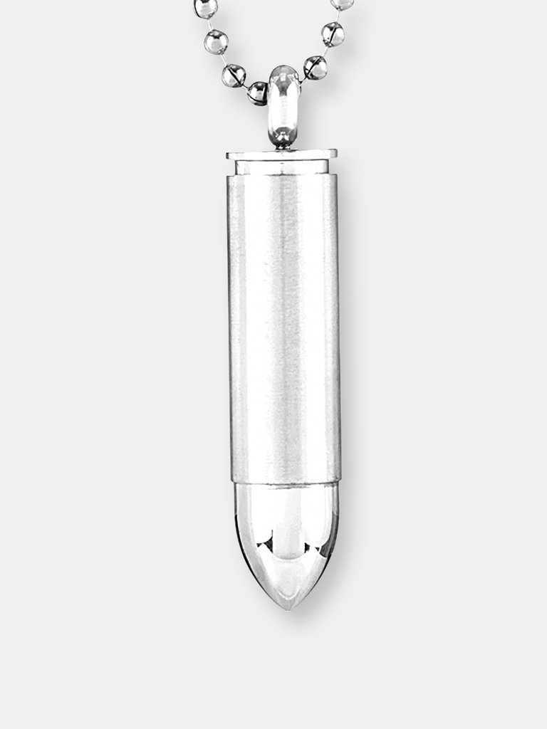 Crucible Men's Dual Finish Stainless Steel Bullet Capsule Pendant - Stainless Steel