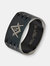 Crucible Men's Masonic Stainless Steel Round Square Band Ring - Black