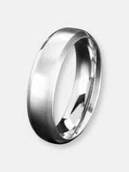 Crucible Men's Satin Stainless Steel Beveled Comfort Fit Ring