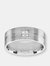 Crucible Men's Satin Stainless Steel Crystal Grooved Comfort Fit Ring