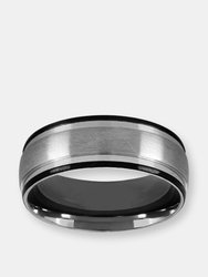 Crucible Men's Satin Stainless Steel Grooved Comfort Fit Ring