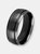Crucible Men's Satin Stainless Steel Grooved Comfort Fit Ring - Black/Stainless Steel