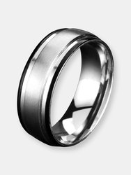 Crucible Men's Satin Stainless Steel Grooved Comfort Fit Ring