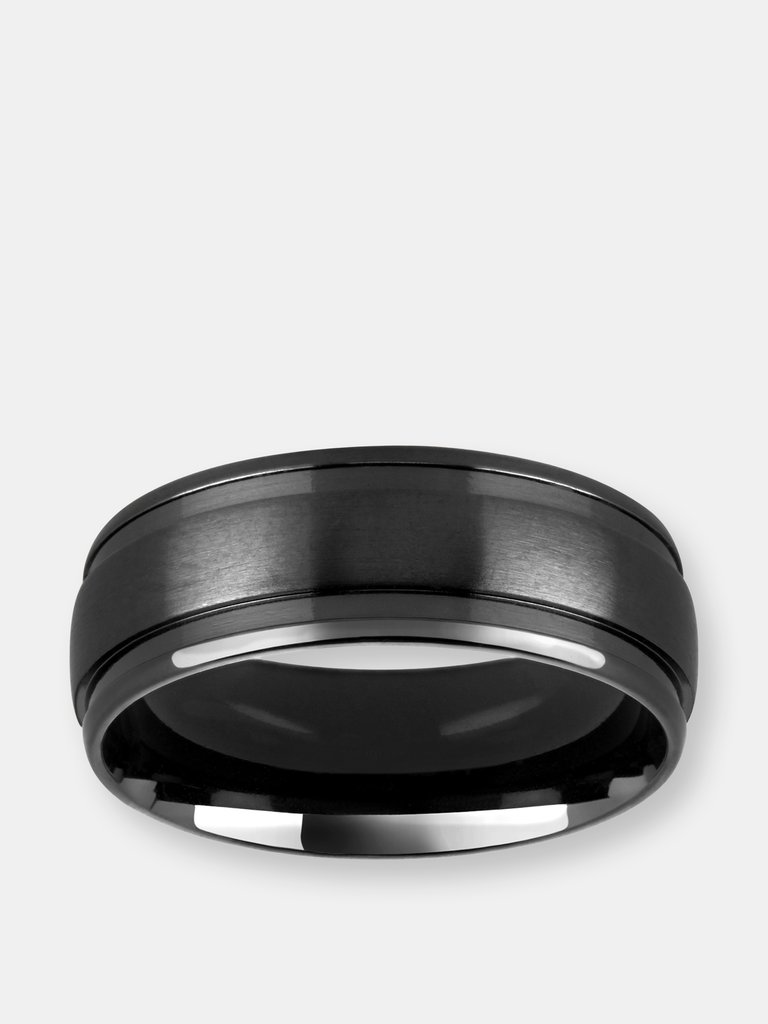 Crucible Men's Satin Stainless Steel Grooved Comfort Fit Ring