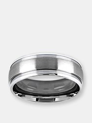 Crucible Men's Satin Stainless Steel Grooved Comfort Fit Ring