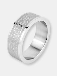 Crucible Men's Stainless Steel Brushed and Polished Lord's Prayer Ring - Stainless Steel