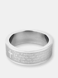 Crucible Men's Stainless Steel Brushed and Polished Lord's Prayer Ring