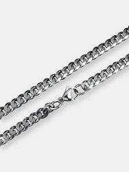 Crucible Men's Stainless Steel Polished Beveled Cuban Link Chain Necklace