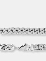 Crucible Men's Stainless Steel Polished Beveled Cuban Link Chain Necklace