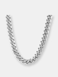 Crucible Men's Stainless Steel Polished Beveled Cuban Link Chain Necklace - Stainless Steel