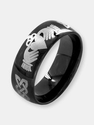 Crucible Men's Stainless Steel Polished Claddagh Ring - Black