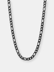 Crucible Men's Stainless Steel Polished Figaro Chain Necklace - Black