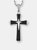 Crucible Men's Two-Tone Stainless Steel Flared Triple Layer Cross Pendant Necklace - Black