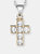 ELYA Polished Cubic Zirconia Inlay Cross Gold Plated Stainless Steel Pendant Necklace - 19" - Gold