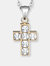 ELYA Polished Cubic Zirconia Inlay Cross Gold Plated Stainless Steel Pendant Necklace - 19" - Gold