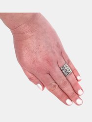 ELYA Polished Floral Stainless Steel Open Ring
