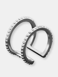 ELYA Polished Geometric Studded Stainless Steel Open Ring