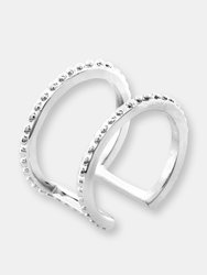 ELYA Polished Geometric Studded Stainless Steel Open Ring