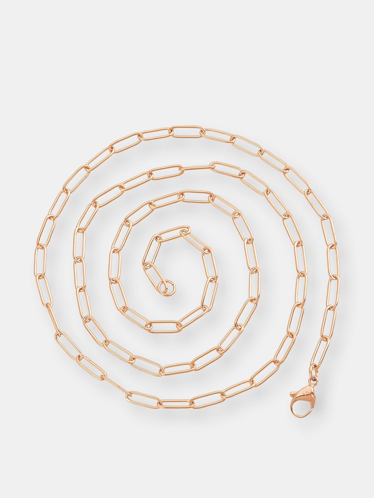 ELYA Small 3.5mm Paperclip Necklace 28" - Rose Gold