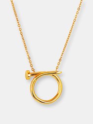 Elya Women's High Polished Curved Nail Stainless Steel Pendant Necklace - Gold