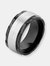 Men's Black Plated Two-Tone Stainless Steel Textured Dual Finish Spinner Ring - Black/Stainless Steel