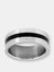 Men's Stainless Steel Brushed Black Striped Grooved Ring