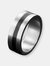 Men's Stainless Steel Brushed Black Striped Grooved Ring